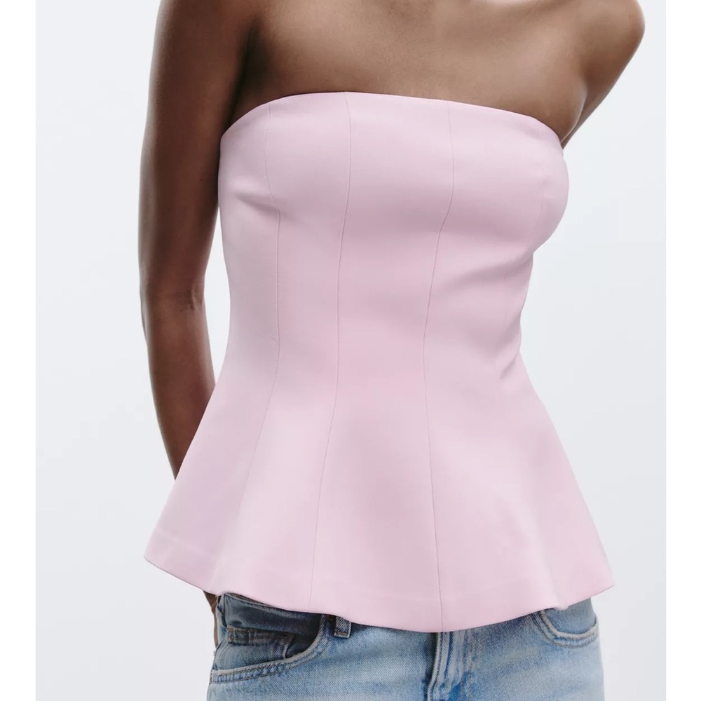 ZARA- Pink Peplum Strapless Women's Top